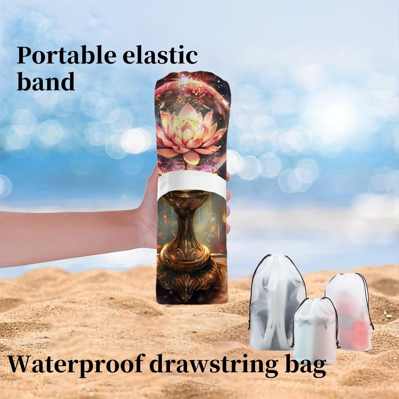 Ręcznik plażowy z mikrofibry 220 x 100 cm duży ręcznik kąpielowy żonkile mata plażowa anty piasek, ręczniki sportowe, szybkoschnące, kompaktowe i lekkie, na plaże, sport, podróże, sauna, basen Y1-85