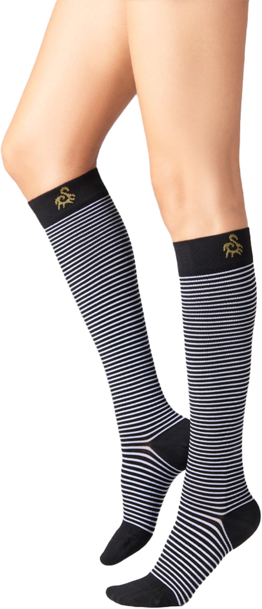 SOLIDEA Gambaletti STRIPE GAME POLARIS, Colore NERO, Calze a compressione graduata 15/21 mmHg Art. 0628A0