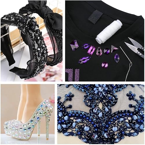 Miniatura 6 de 650 piezas de diamantes de imitación acrílicos grandes para coser, piedras de cristal, 2 agujeros, diamantes de imitación con parte trasera plana