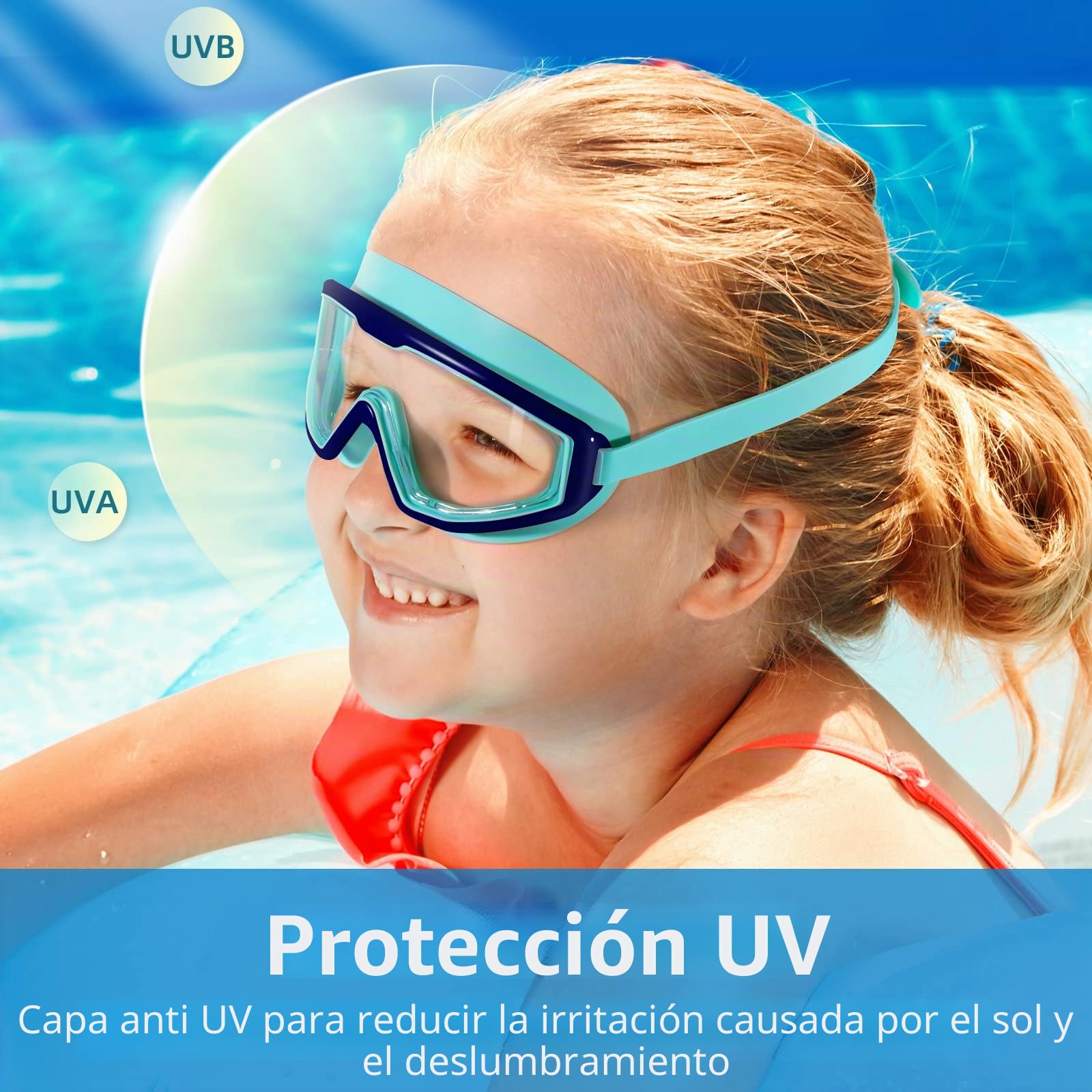 Water Space Gafas Natacion para Niño 3-15, Vista Panorámica Antivaho Sin Fugas Gafas para Piscina Playa