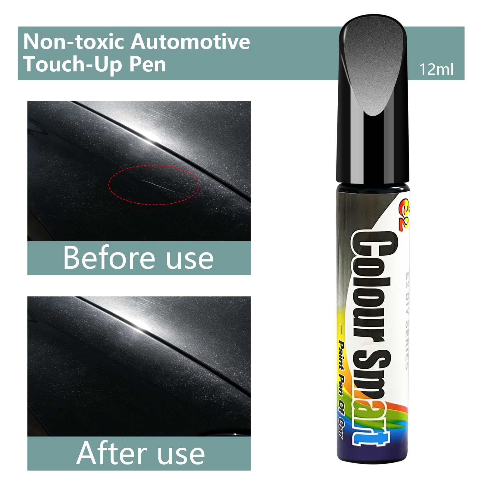 Bellanova Lackstift Auto 12ml x 2, Kratzer Reparatur für Autolack, für kleine Kratzer und Steinschläge, geeignet für Türen Stoßstange Felgen (Schwarz Perleffekt) - 4