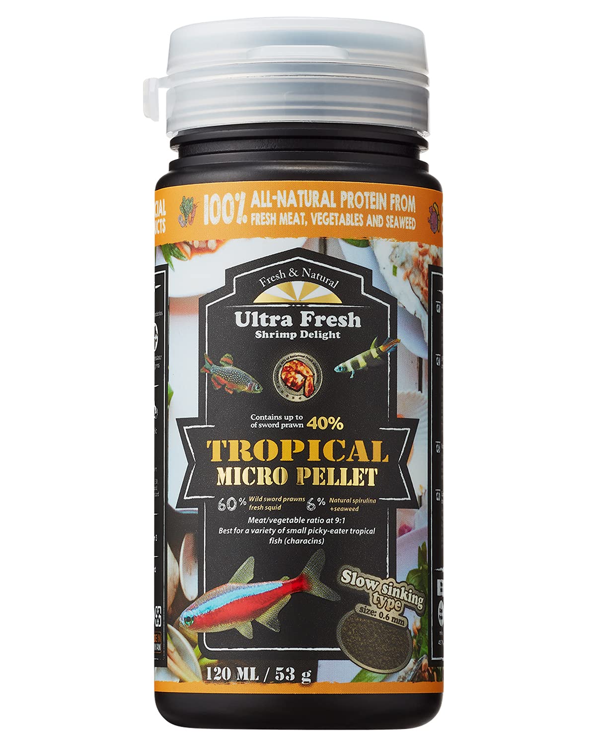 Buy Ultra Fresh Tetra Fish Food, Slow Sinking, All Natural Ingredients, Wild Sword Prawns