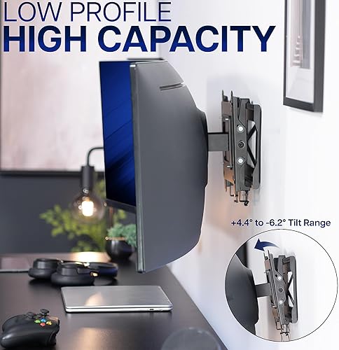 Miniatura 7 de VIVO Soporte de pared para monitor ultraancho de perfil bajo para pantallas de hasta 49 pulgadas y televisores de hasta 32 pulgadas, soporta 44