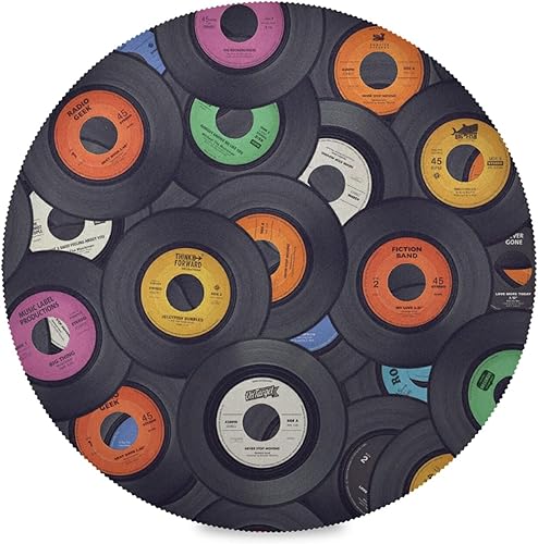 Mantel de tela redonda impermeable de 60 pulgadas con fondo musical de vinilo colorido para grabación de música, resistente a las arrugas, para