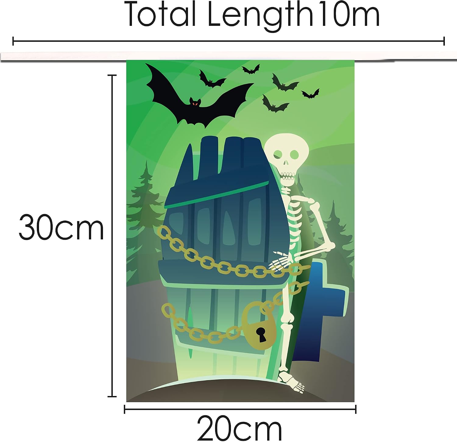 Halloween Bunting Decoration, 10m 33ft, 20 Flag, Plastic all Weather, Halloween Banner, Trick or Treat Fancy Dress - Image 3