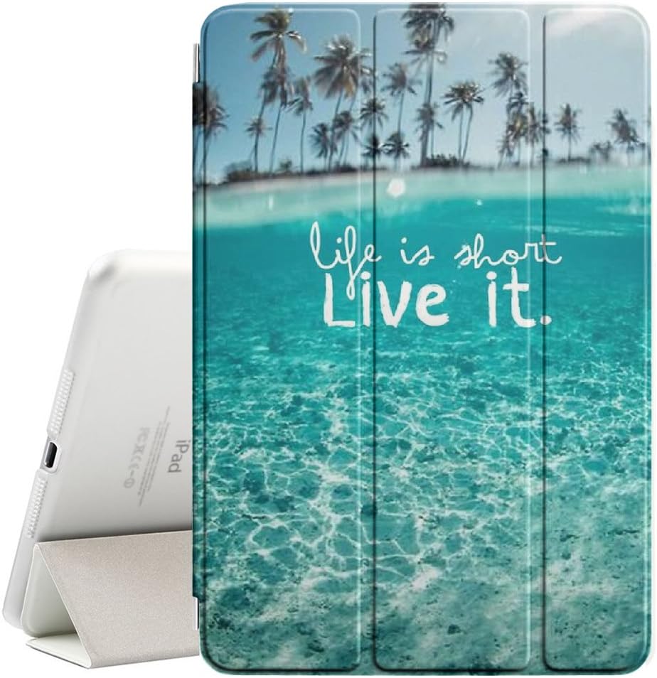 Life is Short. Live It Summer Quote Smart Cover Stand + Back Case with Auto Sleep/Wake Function for Apple iPad Mini 1/2 / 3