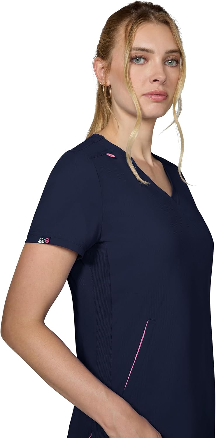 KOI Lite Women's Philosophy Mock-Wrap Scrub Top, 3 Pockets, Lightweight Stretch Fabric