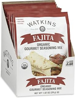 Watkins Organic Fajita Gourmet Seasoning Mix, 1.02 oz. Packets (Pack of 12)