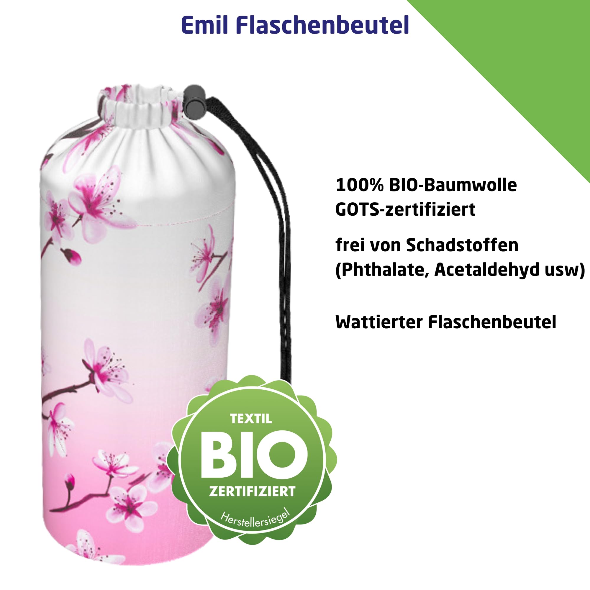 Emil Trinkflasche aus Glas für Mädchen & Jungen isolierte Glasflasche für Schule, Freizeit, Sport: Kinder & Eltern Aquamarin BIO (0,75l)