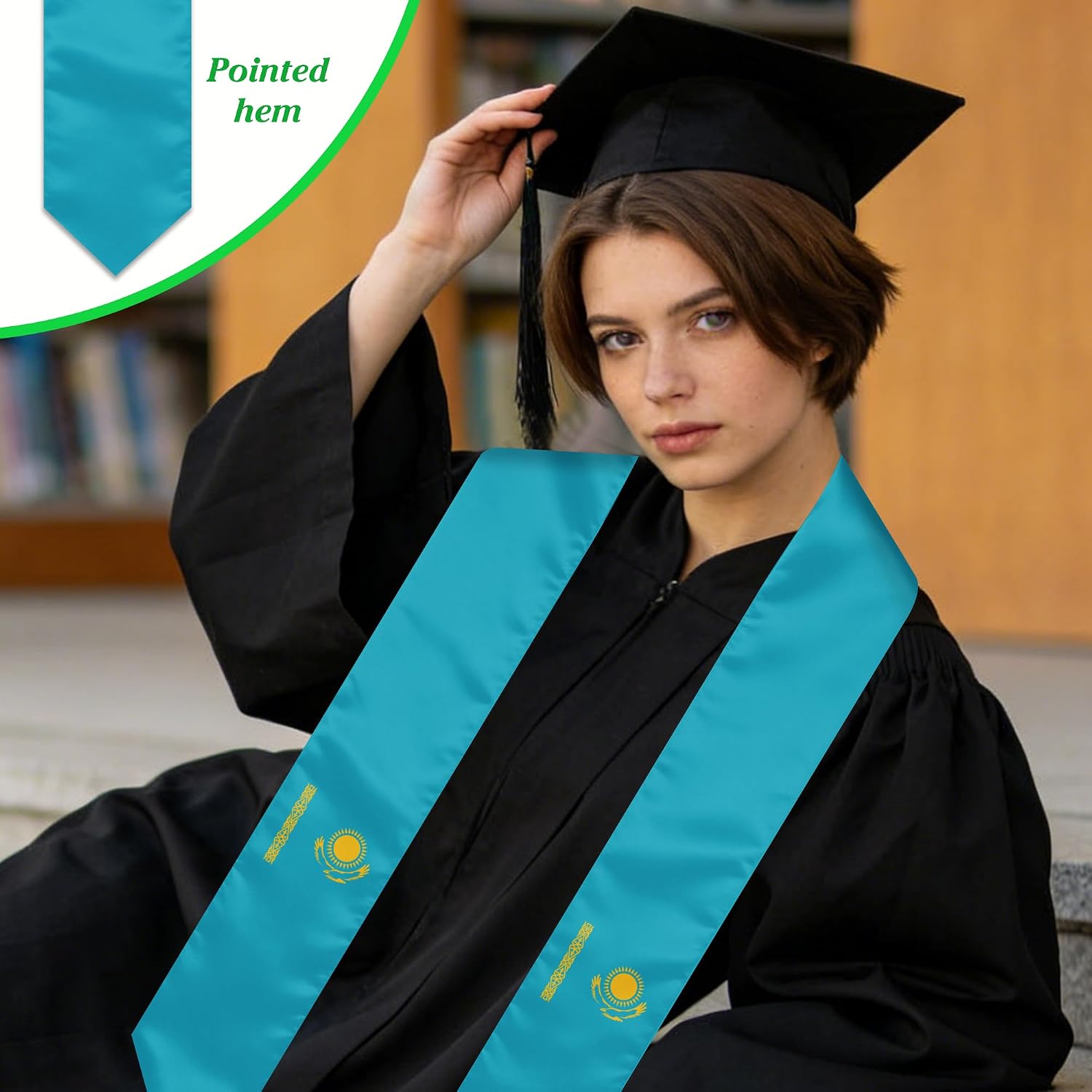 Kazakhstan Graduation Sash Stole International Study Abroad Unisex Kazakhstan Flag Graduation Scarf