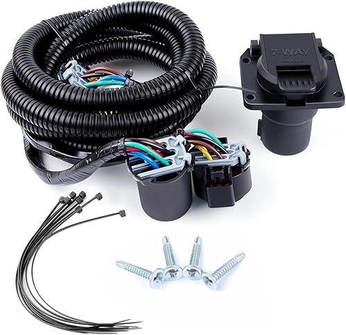 Zhushan Extensión de arnés de cableado de remolque de 7 pies y 7 pines 56070, adaptador de enchufe de remolque RV para Ford, Toyota, Chevy, Dodge Ram