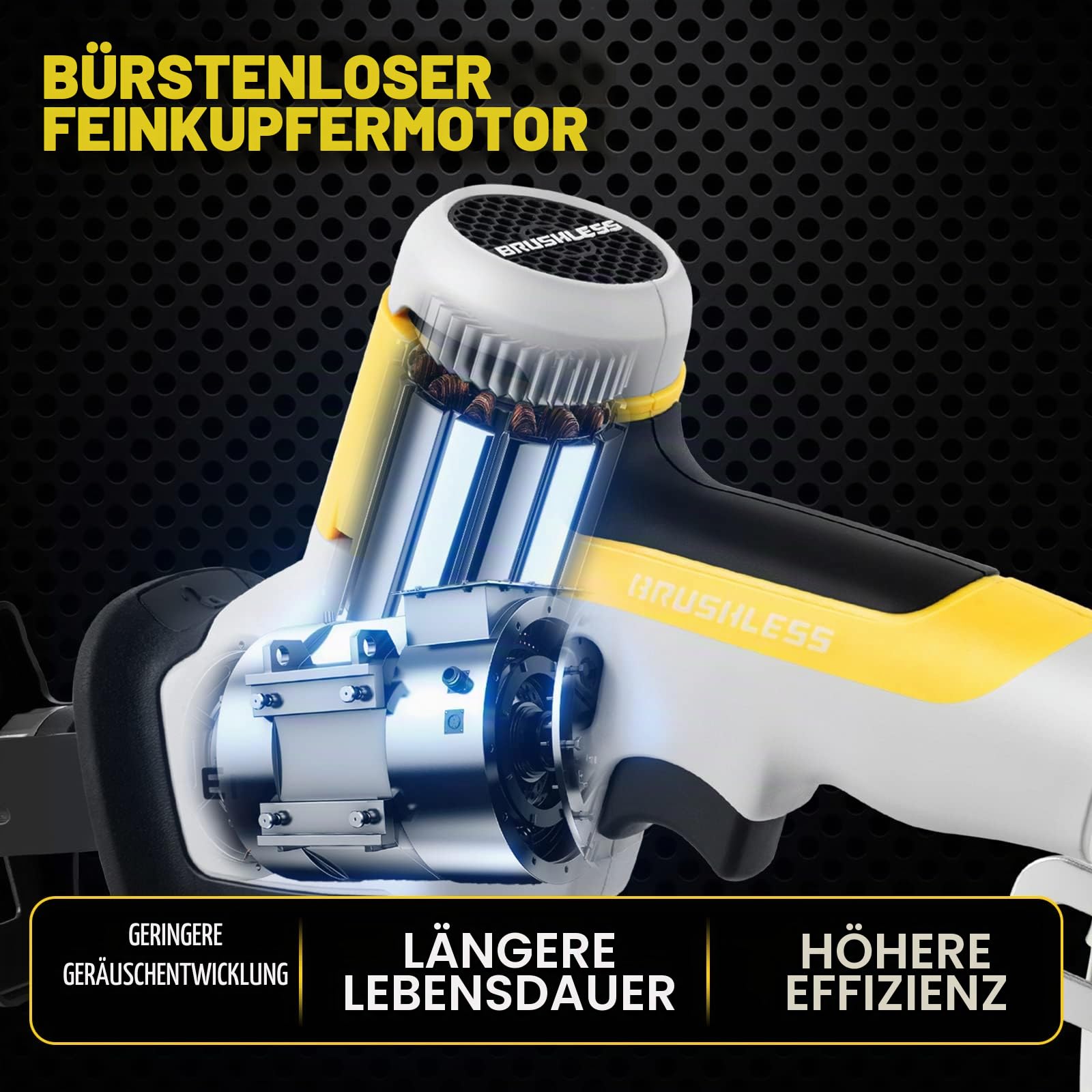 Akku Säbelsäge 20V, ENVENTOR Bürstenlos Kabellose Reciprosäge mit 6 Sägeblätter, Hublänge 15mm, Variabler Drehzahl von 0-3000 RPM, Schneidleistung 65mm (Holz), 8mm(Aluminium), mit 2000mAh Batterien