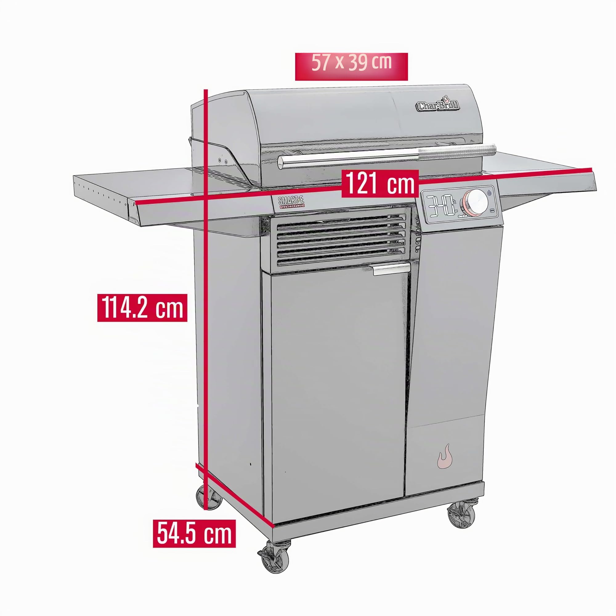 Char-Broil SMART-E Barbecue électrique - E-POWER jusqu’à 370 °C, Contrôle Précis de la Température, Fonction de Nettoyage