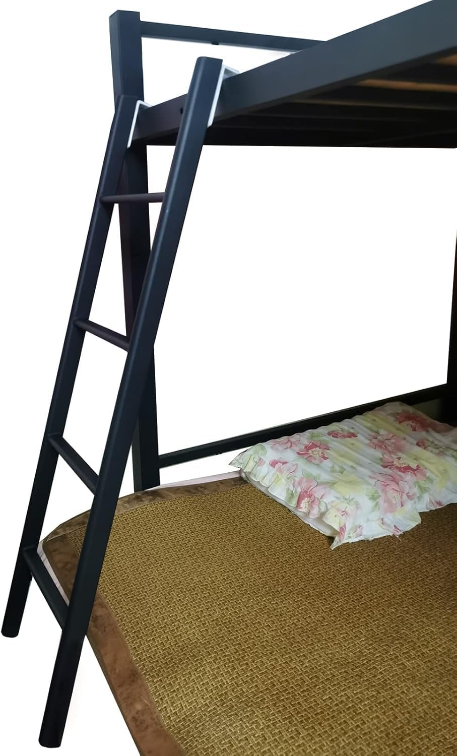 Échelle de lit superposé en métal noir 116cm avec crochets de fixation sécurisés pour mezzanine