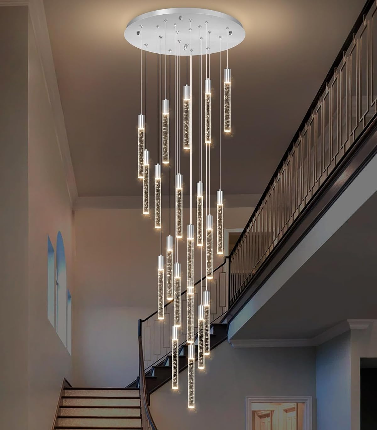 Haixiang W24 X H157 Glam Chandelier Bubble Crystal Ceiling Chandeliers Remote