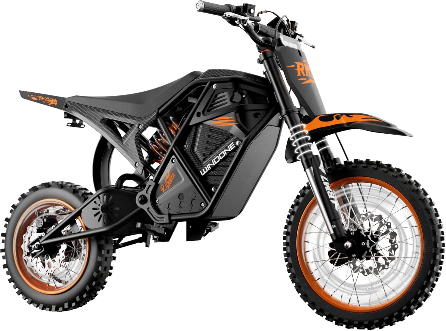 RM7 Electric Dirt Bike for Adults & Teens, 2200W Peak Ebike, 48V 22.5Ah, 37 MPH, 45 Miles, 14"/12" Tire Off-Road Electric Motorcycle, Dual Hydraulic Brakes, Fit Age 13+