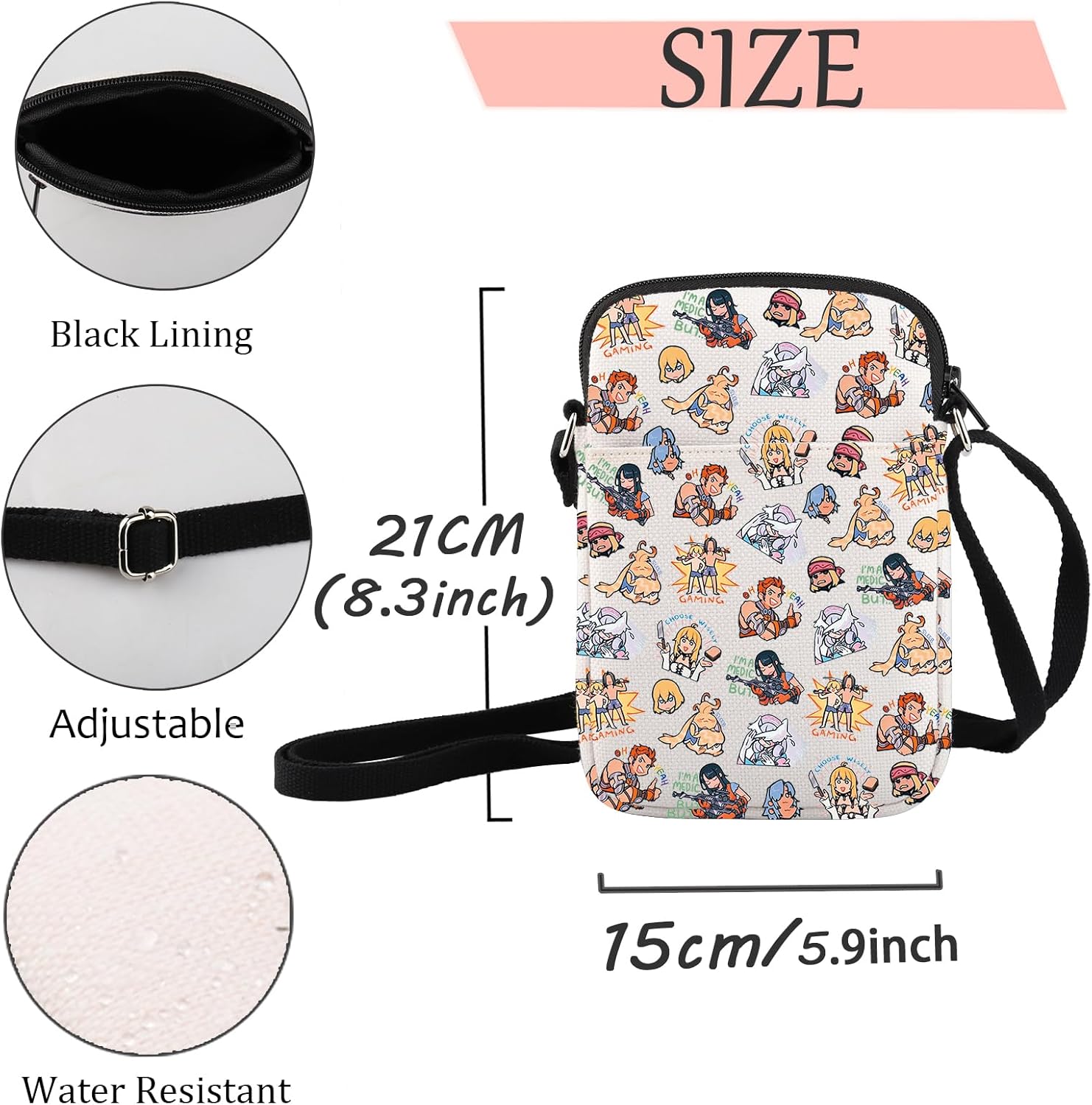 JXGZSO Video Game Inspired Crossbody Bag Game Player Gift Anime Game Themed Crossbody Bag - Image 3