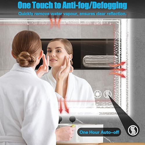 Miniatura 3 de Espejo de baño LED de 24 x 32 pulgadas, espejo de baño sin niebla con luces LED regulables, espejo LED de 3 colores para baño, espejo de tocador con