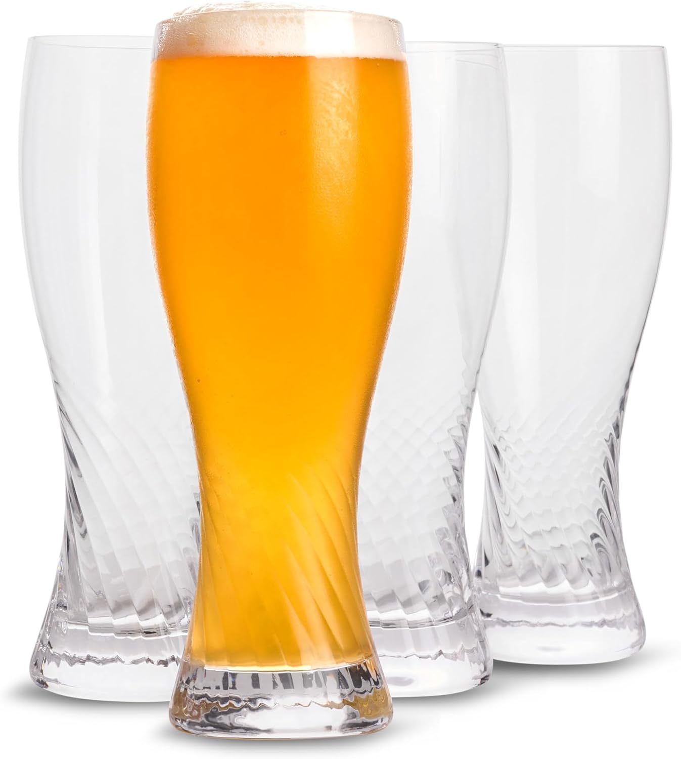 Twistedflow Beer Glasses Set of 4 | 20 Oz, Crystal glass, Advanced Twisted Design, Premium gift box, Lead-Free