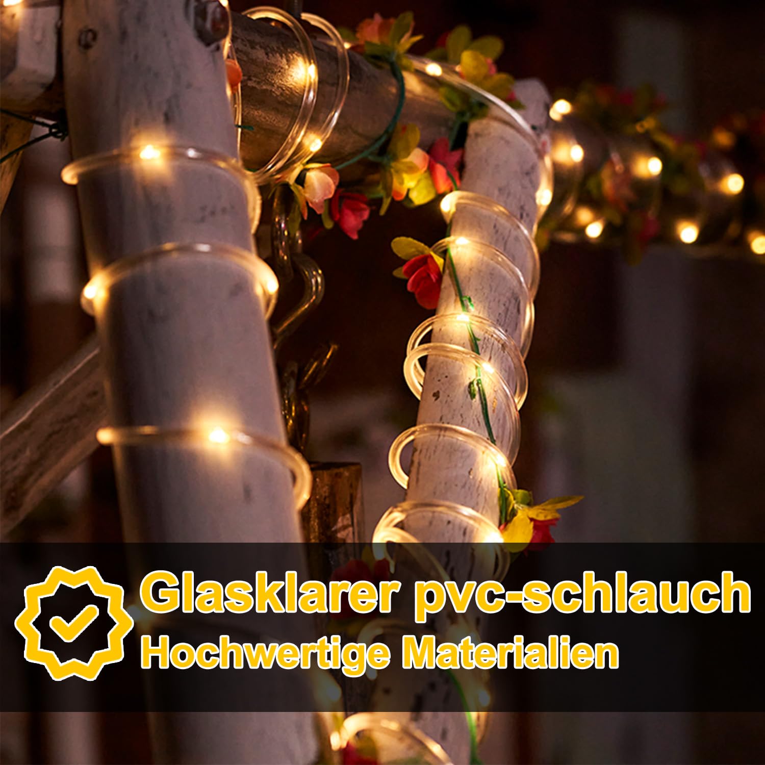 LED Lichterschlauch Außen Innen, 40M 960 LEDs Warmweiß Lichtschlauch mit Timer und 8 Modi Wasserdicht Lichterkette Außen und Innen, für Party Hochzeit Weihnachts Deko | 960 LEDs,8 Lichtmodi,6-Std.-Timer,Speicherfunktion,flexibler PVC-Schlauch,für innen un