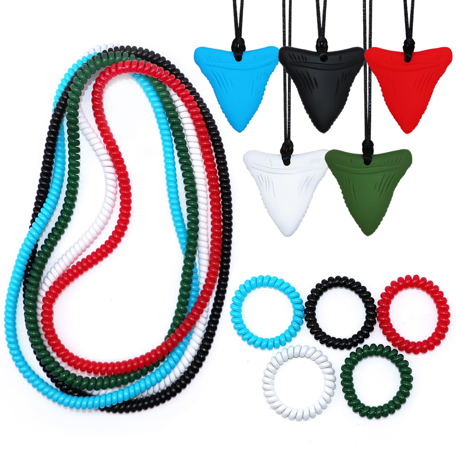 Sensory Chew Necklaces for Boys Girls, 15 Pack Stretchy Chewy Necklace Coil Bracelets for Kids with Autism Anxiety ADHD SPD, Sensory Chew Toys Reduce