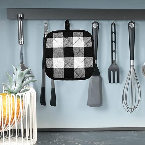 Miniatura 91 de Agarraderas de algodón, lavables a máquina, resistentes al calor, salvamanteles, para cocinar y hornear Gris Oscuro