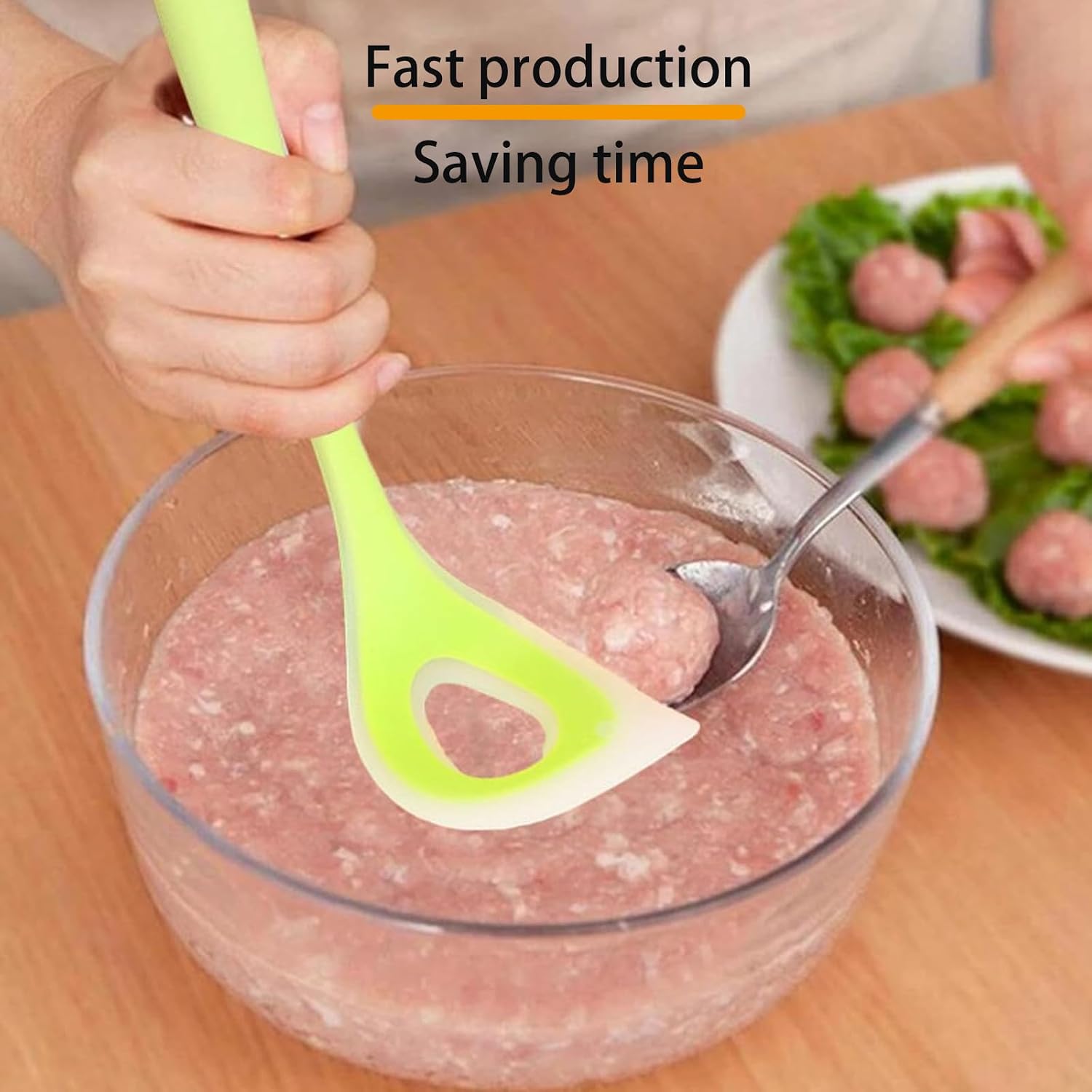 2 Pieces Meatball Maker, Scoop Ball Maker Non-Stick Meatball Maker Meat Baller Spoon, Fish Ball Spoon with Comfortable Practical Meatball Making Tool