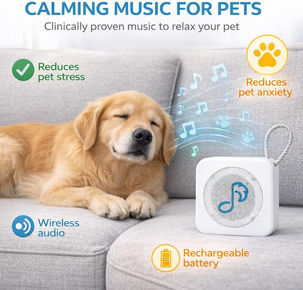 Pet Tunes Bluetooth Speaker for Canines with Preloaded Calming Music for Dogs - Dog Anxiety Relief for Separation, Fireworks, and Thunderstorms - Relaxing Pet Music Device for Puppy and Adult Dogs