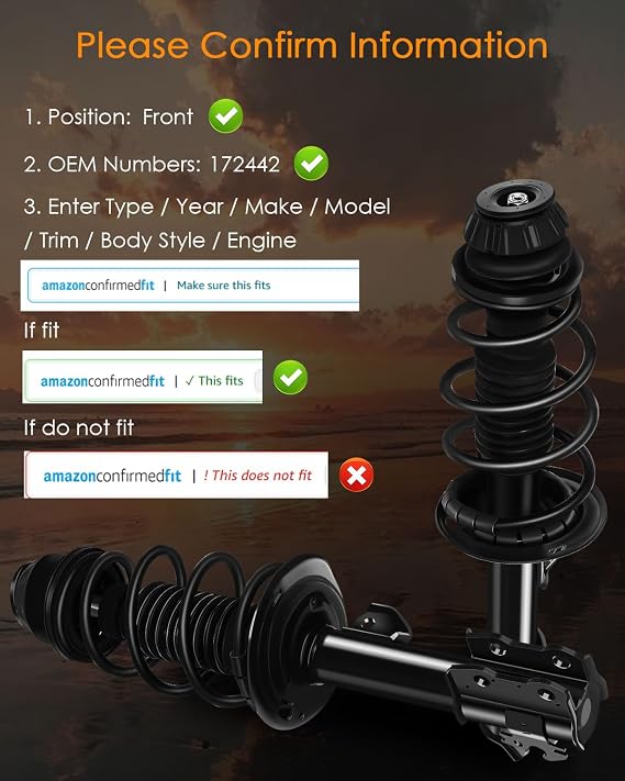 Front Complete Strut Assembly Compatible for Scion for xD 2008-2010, 2PCS Shocks and Struts 172442 172442