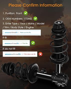 Front Complete Strut Assembly Compatible for Scion for xD 2008-2010, 2PCS Shocks and Struts 172442 172442