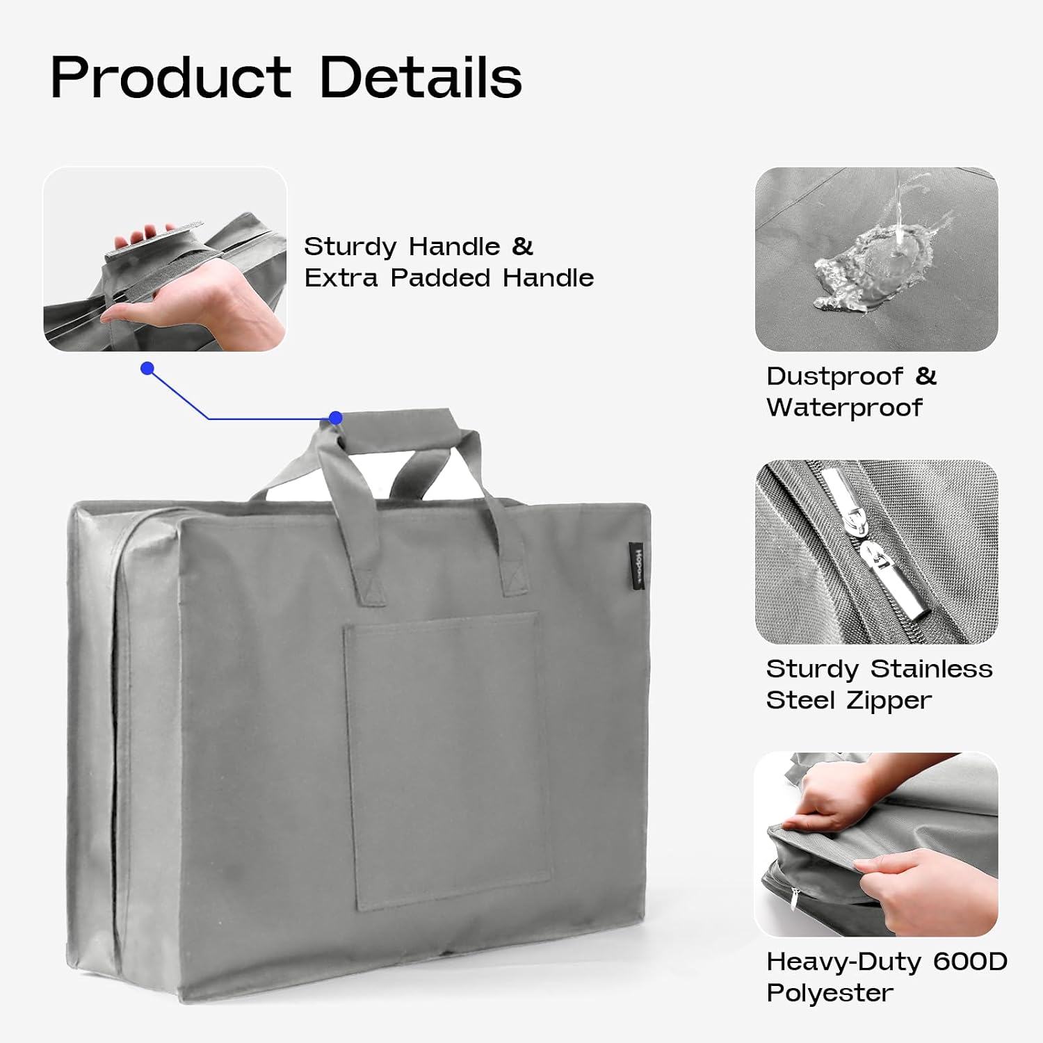 Shoe Bag for Travel with Handle, Travel Shoe Organizer Portable Luggage Shoe Storage Bag, Shoe Bags for Packing in Suitcase (Grey) image 3