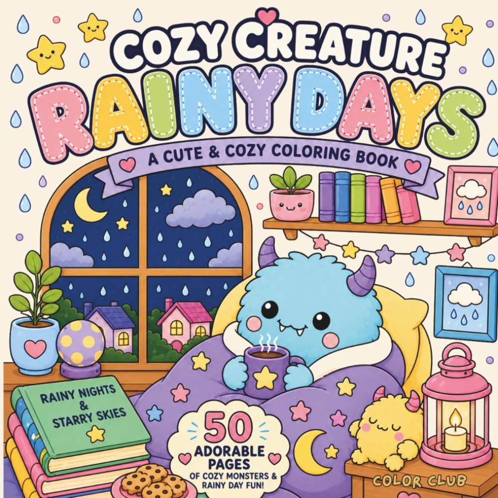 Cozy Creature Rainy Days: Coloring Book