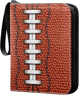 Krafig American Football Card Binder 4-Pocket, Trading Cards with 50 Removable Sleeves Holds 400 Cards, Card Collector Album Folder with Zipper for Boys Girls