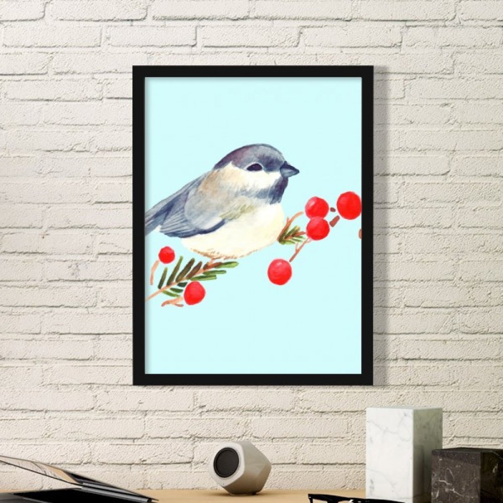 Cadre photo bois oiseau magpie cadeau idéal pour amoureux de nature
