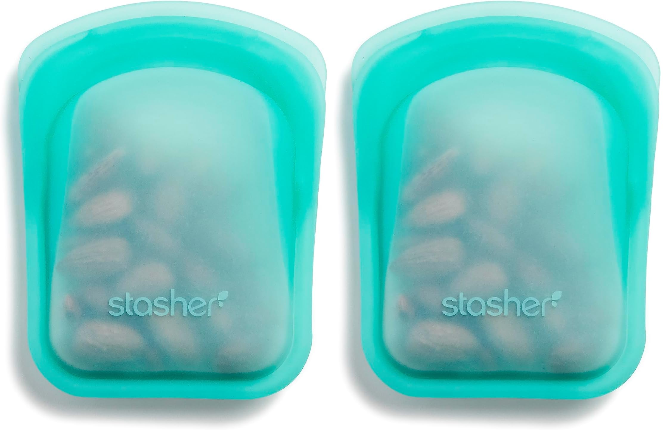 Stasher Premium Silicone Reusable Food Storage Pocket Bag, Aqua, Microwave, Sous Vide, Dishwasher, Oven and Freezer Safe, BPA Free, Leak-free, Eco-friendly, 4 Oz (Pack of 2)