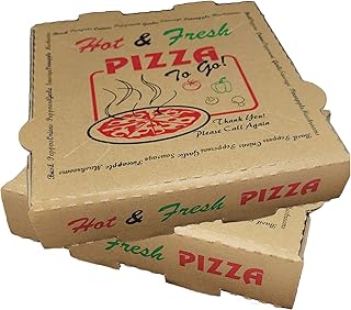 50 Pack Pizza Box 4 Color Print Hot & Fresh Pizza Brown Color (14" x 14")