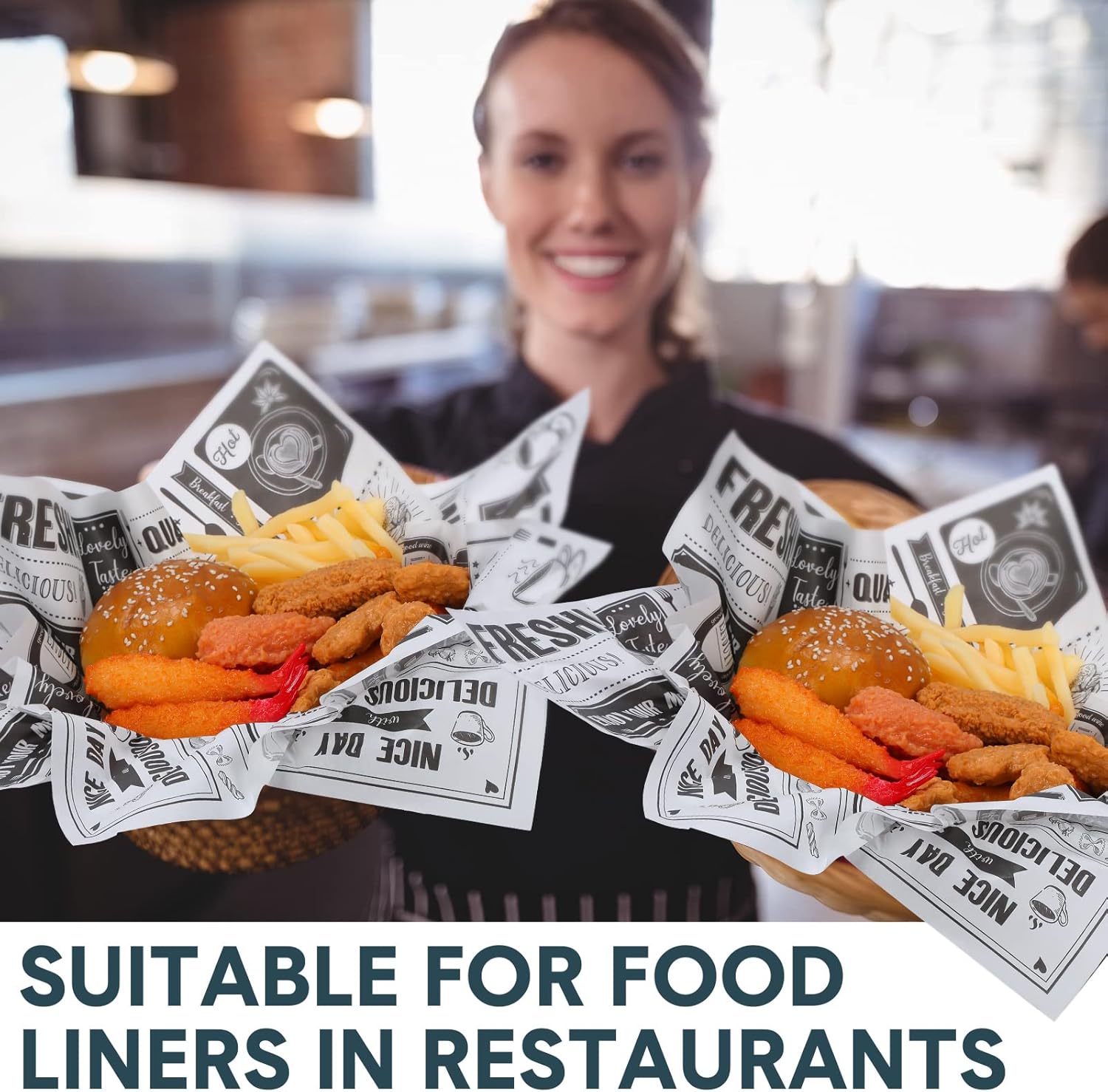 Seajan 13x15.8 Inch Newsprint Wax Paper Sheets Newspaper Theme Food Basket Liners Grease Resistant Paper Waterproof Sandwich Wrapping Paper Bakery Tissue for Hamburger Baking Kitchen Picnic (1000 Pcs)