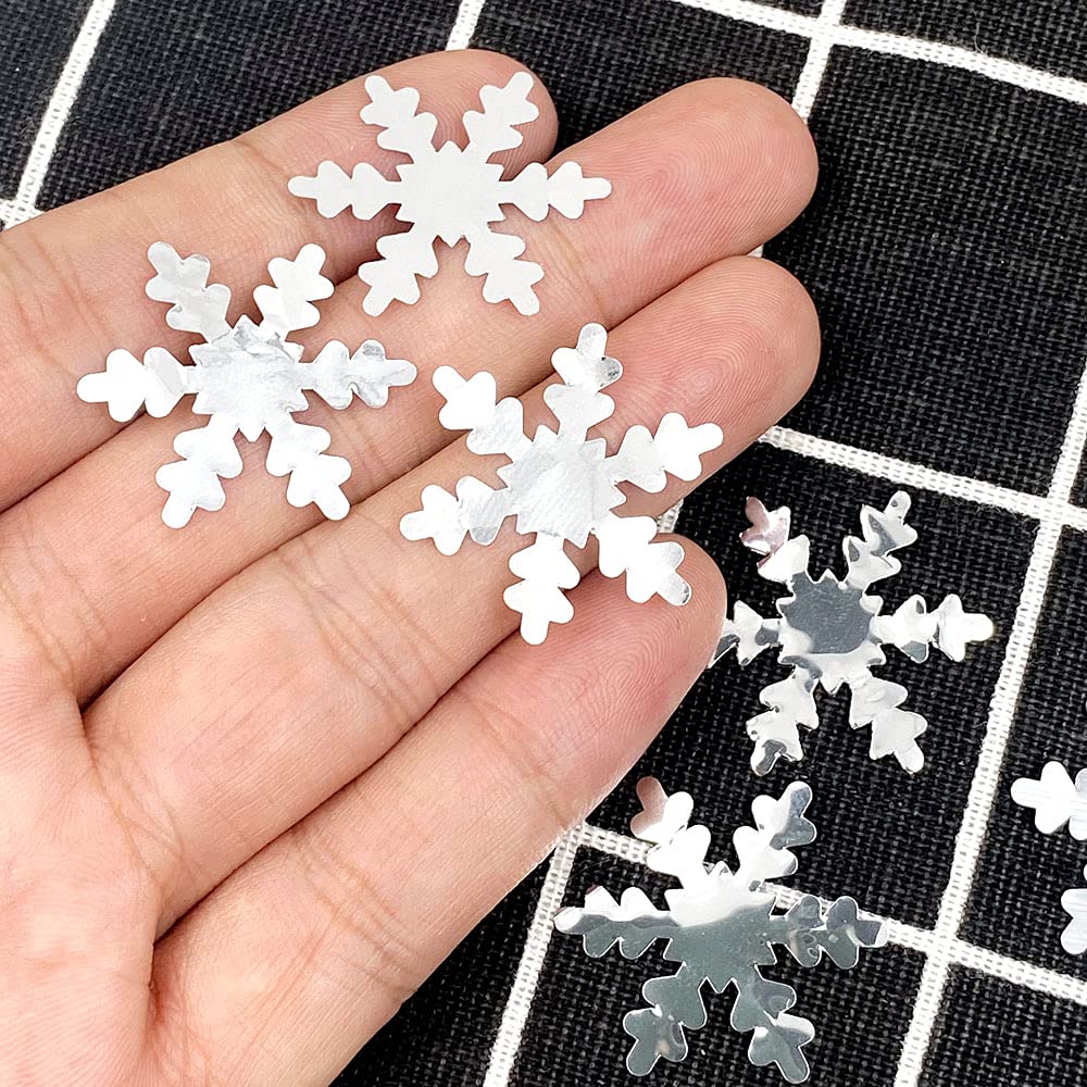 CENPEK 25mm Silver Snowflakes Confetti Christmas Snowflake Confetti, Shimmer Christmas Party Table Confetti for Xmas Party Winter Frozen Wedding Birthday Decoration, 17.6 oz