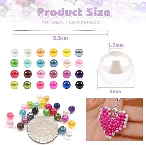 Miniatura 2 de TOAOB - 500 cuentas de perlas de vidrio multicolor de 0236in redondas hechas a mano sueltas suministros para hacer joyas collares pulseras y