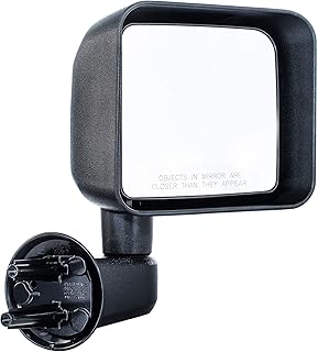 Passenger Side Mirror for Jeep Wrangler (2007 2008 2009 2010 2011 2012 2013 2014 2015 2016 2017) Textured Non-Heated Folding Door Right Rear View Door Replacement Mirror CH1321271