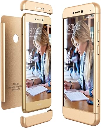 CE-Link Funda Huawei P8 Lite 2017, Carcasa Fundas para Huawei P8 Lite 2017, 3 en 1 Desmontable Ultra-Delgado Anti-Ara?azos Case Protectora - Oro