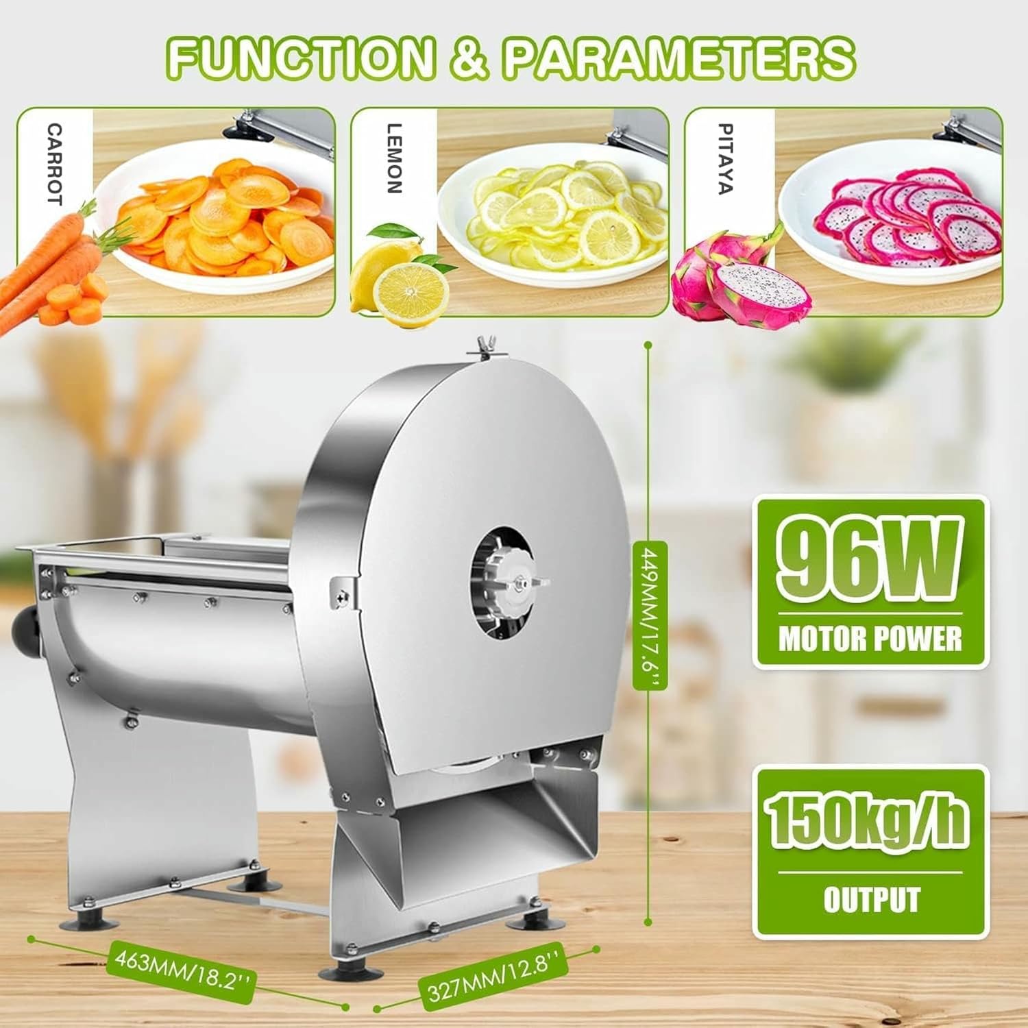 Electric Vegetable Cutting Machine, 0~10 Mm Adjustable Fruit Cutter (25/64 Inches) With Stainless Steel Sheet, Stainless Steel Food Crusher For