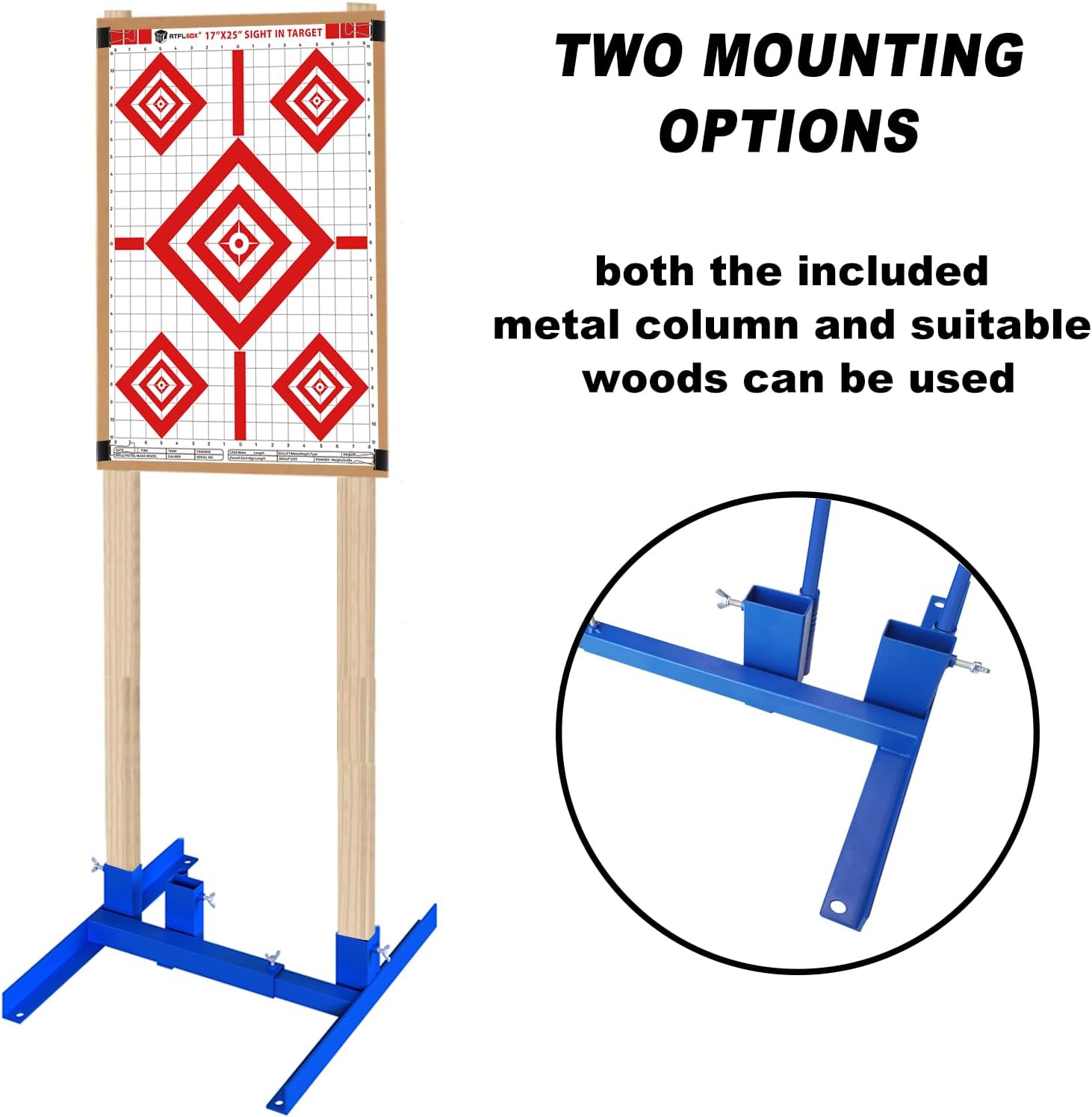 Atflbox Shooting Target Stand with 10pcs 17x25 Inch Sight in Paper Targets, Durable Paper Target Holder with Stable Adjustable Base for Cardboard Silhouette, H Shape, IPSC, IDPA Practice