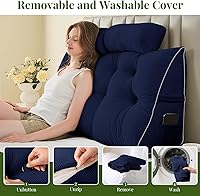 Vista 8 de Sasttie Almohada de Cabecero Completa, Almohada de Cuña para Cabecero de Cama para Sentarse, Almohada de Soporte de Espalda para Leer, Sentarse