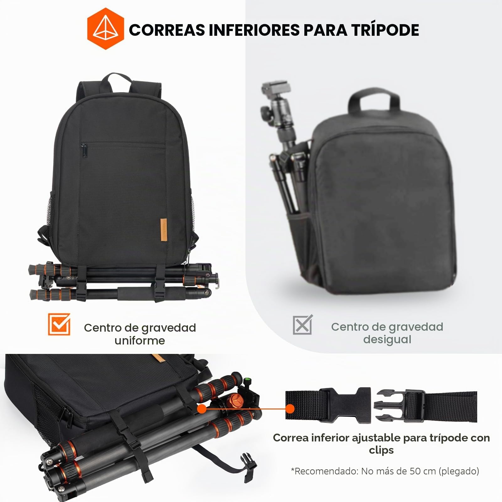 TARION TB-M Bolsa para cámara DSLR Mochila para cámara con cubierta impermeable para la lluvia Compartimiento para computadora portátil Fotografía Mochila Estuche para mujeres Hombres Fotógrafos Negro