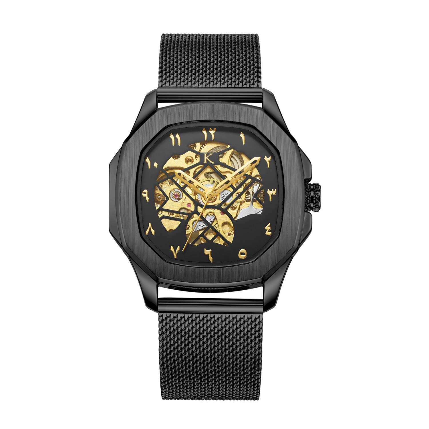 Kredo Men OTUS Malik Black Mechanical Automatic Skeleton Analogue Self-Winding Water Resistant Stainless Steel Wrist Watch-KW077 | Octagonal Dial Mesh Strap | Designed in Amsterdam (B088H763H2) Amazon Price History, Amazon Price Tracker