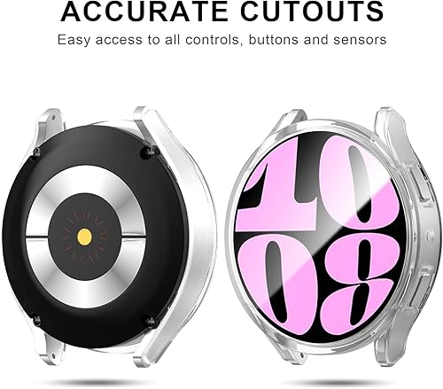 Miniatura 9 de 5+5 Paquete de protectores de pantalla para Samsung Galaxy Watch 6 Classic de 1.693 in, funda protectora JZK Hard PC + Película protectora de