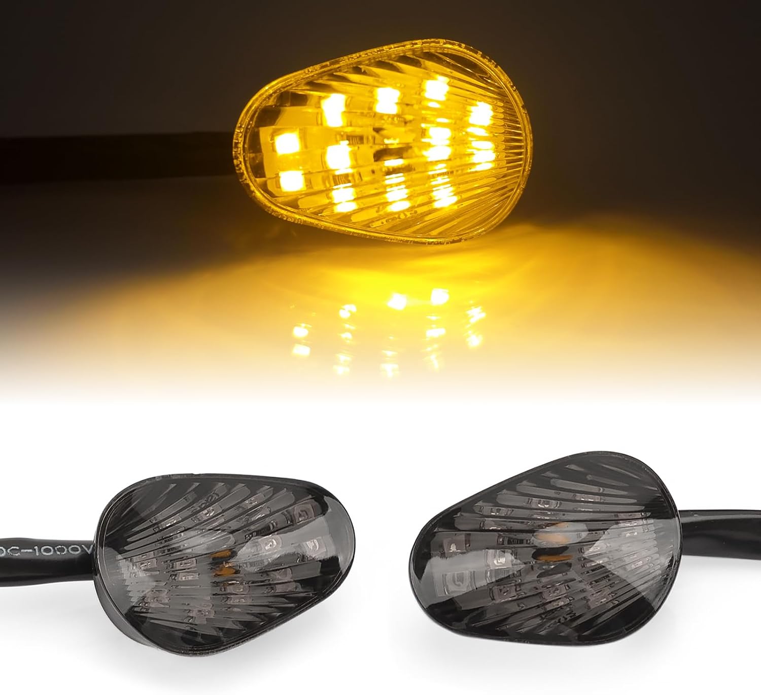 Flush mount motorcycle turn signals LED Light Blinkers Compatible with YZF R1 R3 R6 R6S TMAX MT 07 MT 09 Fazer FZ6 FZ1 FZ FZ6R FZ07 FZ8 FZ09 Turn Indicators (Smoked Color)