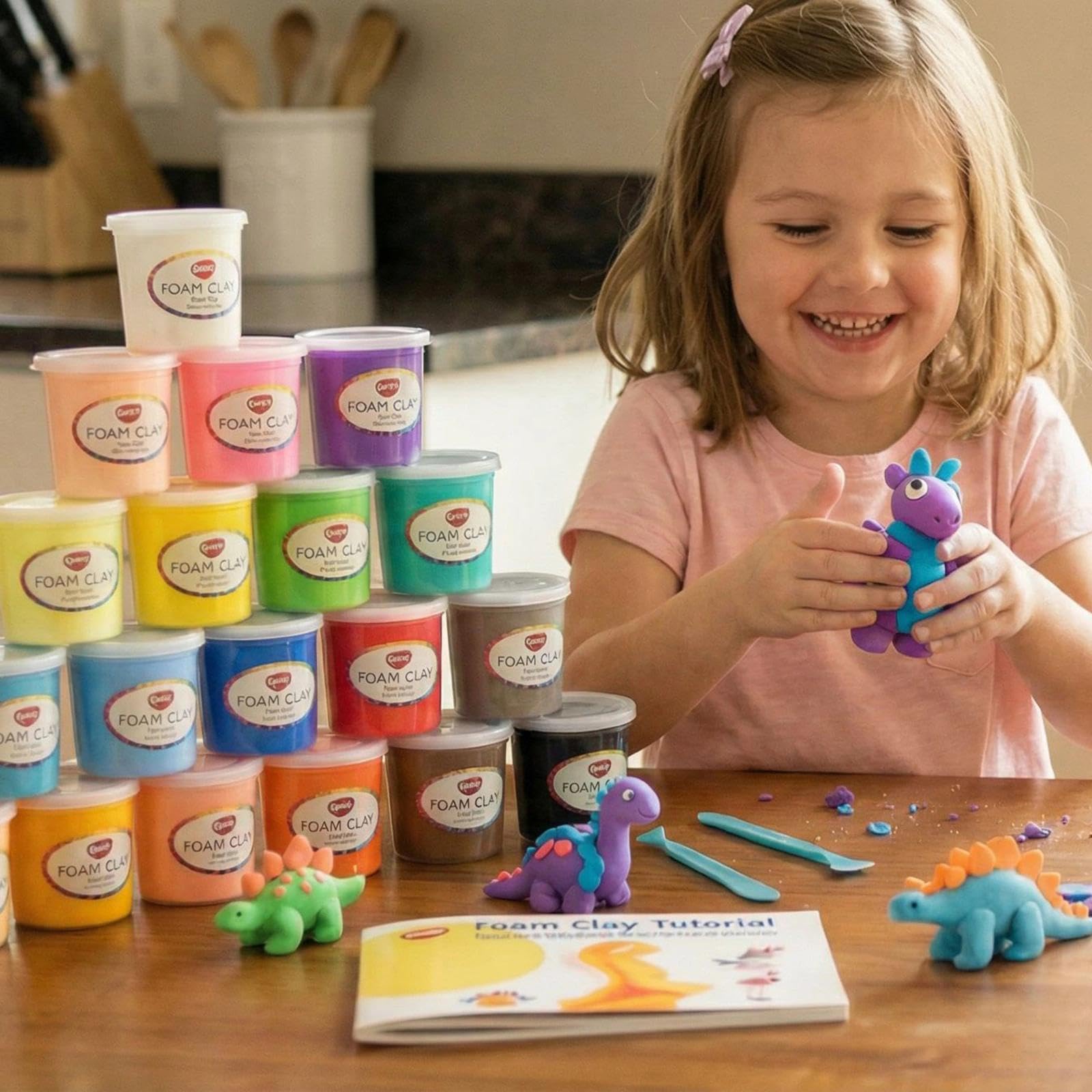 BOHS Kit Argilla Modellabile - 24 Colori con Utensili, Rullo e Foglio - per Arti e Mestieri Scolastici - 1,2 Kg, Età 3+