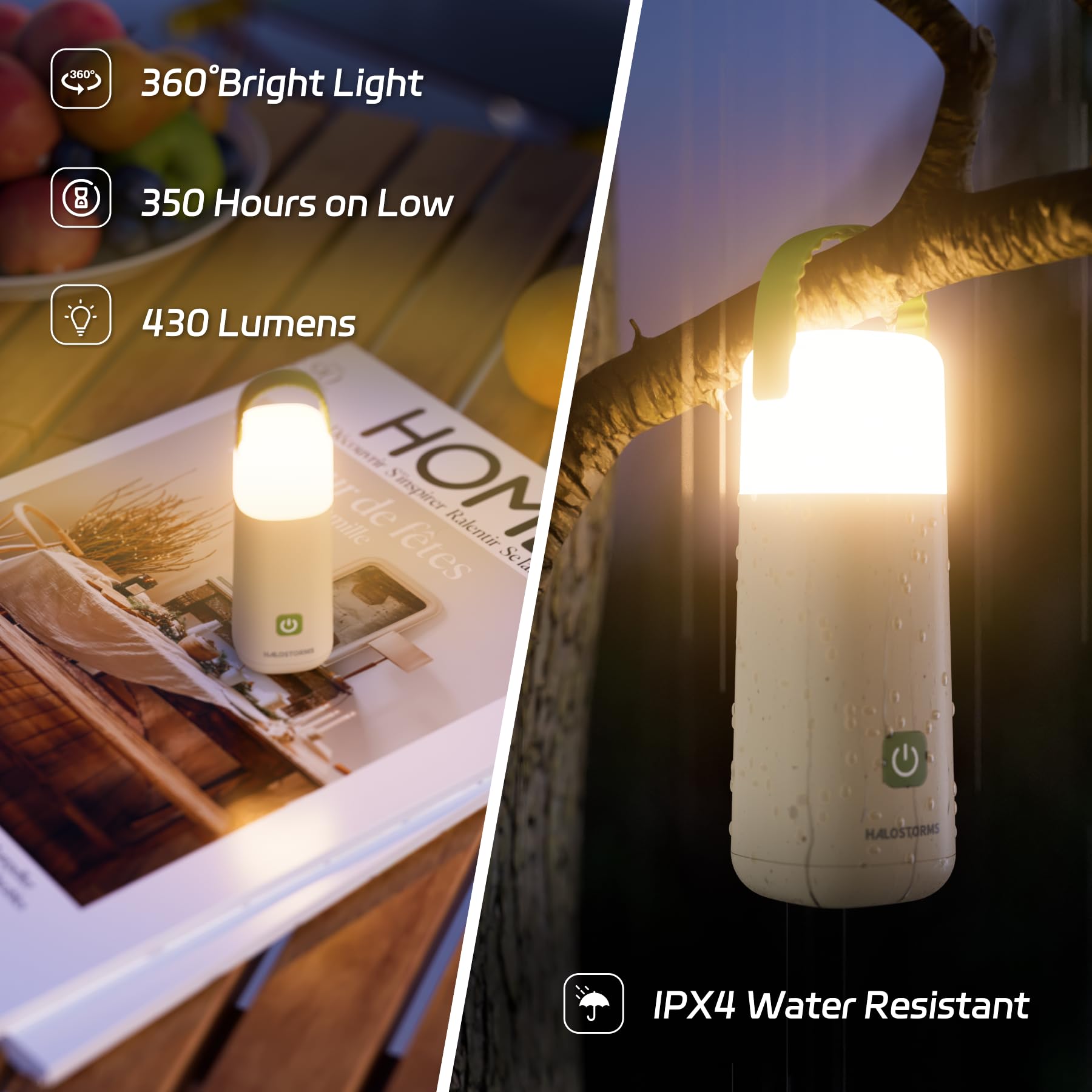 Lanterna da campeggio a LED, 430 lm, fino a 350 ore, ricaricabile per interruzioni di corrente, 3200 mAh, 5 V2 A, 4 modalità, luce per tenda, torcia impermeabile IPX4 per casa,